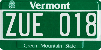 VT license plate ZUE018