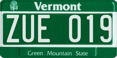 VT license plate ZUE019