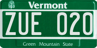 VT license plate ZUE020