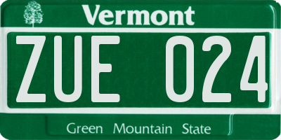 VT license plate ZUE024
