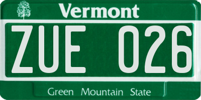 VT license plate ZUE026