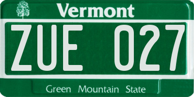 VT license plate ZUE027