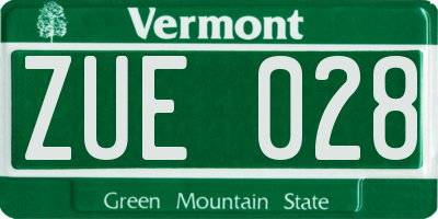 VT license plate ZUE028