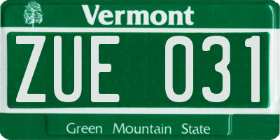 VT license plate ZUE031