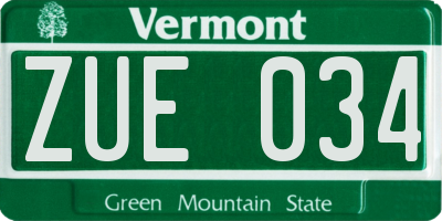 VT license plate ZUE034