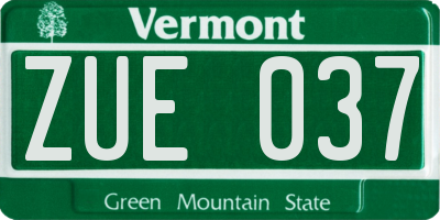 VT license plate ZUE037