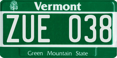 VT license plate ZUE038