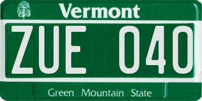 VT license plate ZUE040