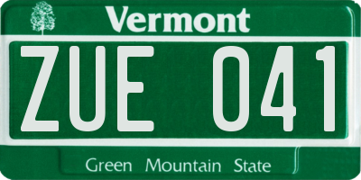 VT license plate ZUE041