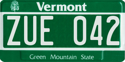 VT license plate ZUE042