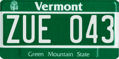 VT license plate ZUE043