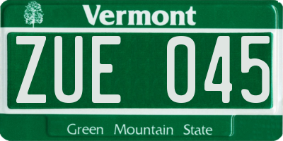 VT license plate ZUE045