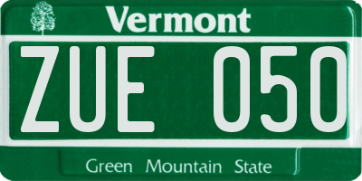 VT license plate ZUE050