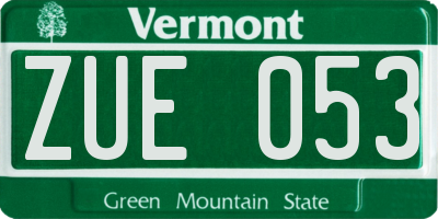 VT license plate ZUE053