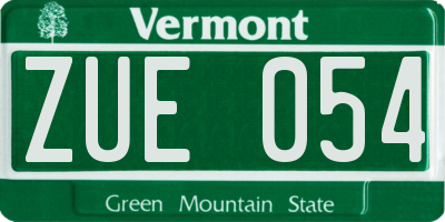 VT license plate ZUE054