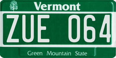 VT license plate ZUE064