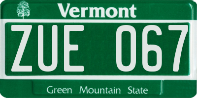 VT license plate ZUE067