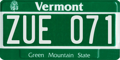 VT license plate ZUE071