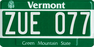 VT license plate ZUE077