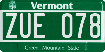VT license plate ZUE078