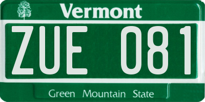 VT license plate ZUE081