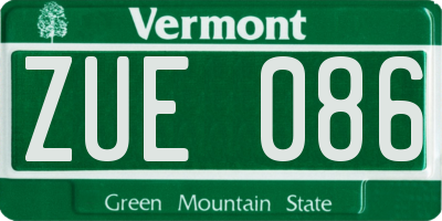 VT license plate ZUE086