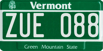 VT license plate ZUE088
