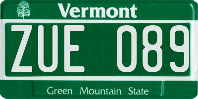 VT license plate ZUE089
