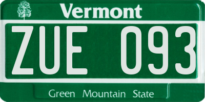 VT license plate ZUE093