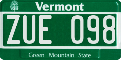 VT license plate ZUE098