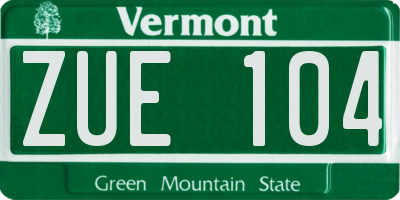 VT license plate ZUE104