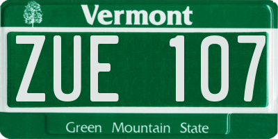 VT license plate ZUE107