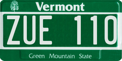 VT license plate ZUE110