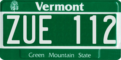 VT license plate ZUE112