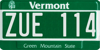 VT license plate ZUE114