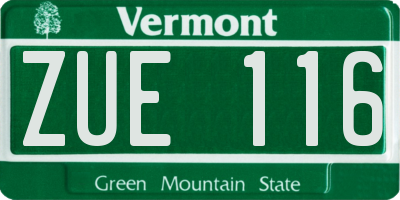 VT license plate ZUE116