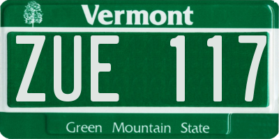 VT license plate ZUE117