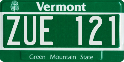 VT license plate ZUE121