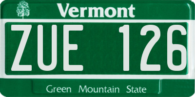 VT license plate ZUE126