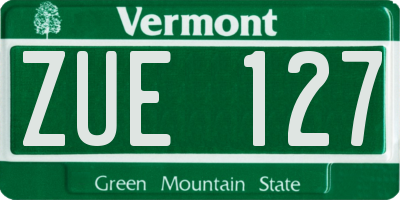 VT license plate ZUE127