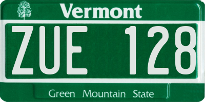 VT license plate ZUE128