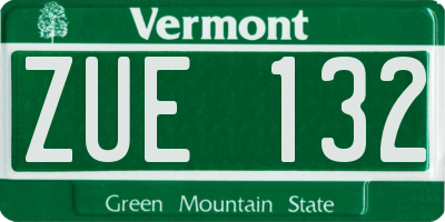 VT license plate ZUE132