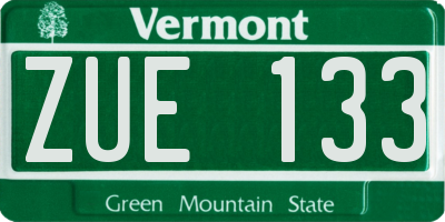 VT license plate ZUE133