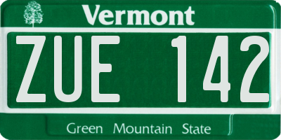 VT license plate ZUE142
