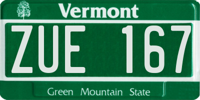 VT license plate ZUE167