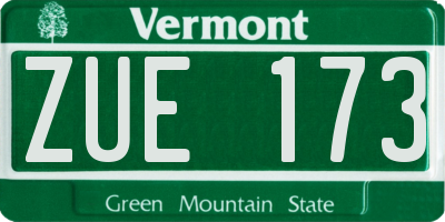 VT license plate ZUE173