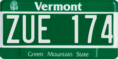 VT license plate ZUE174
