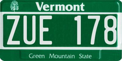 VT license plate ZUE178