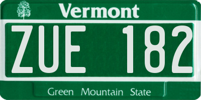 VT license plate ZUE182