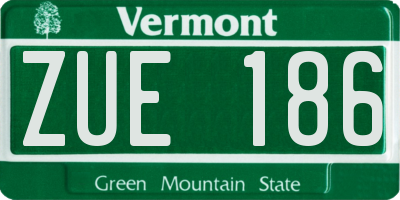 VT license plate ZUE186